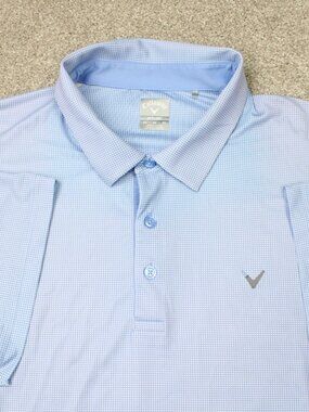 Callaway Polo Shirt Men 4XL Blue Geometric Opti-Dri Golf Swing Tech Short Sleeve